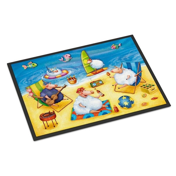 Micasa Party Pigs on the Beach Indoor or Outdoor Mat18 x 27 in. MI254312 - main